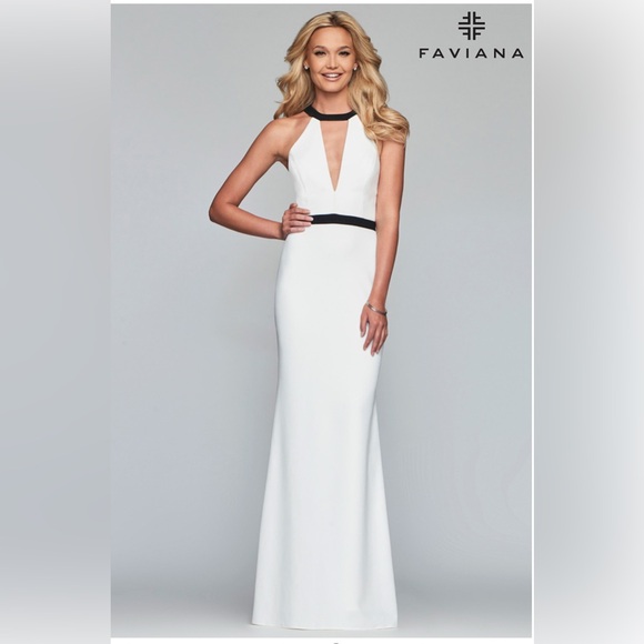 Faviana Dresses & Skirts - Faviana Glamour White & Black Gown – Style #S10237 – Size 10 – Worn Once